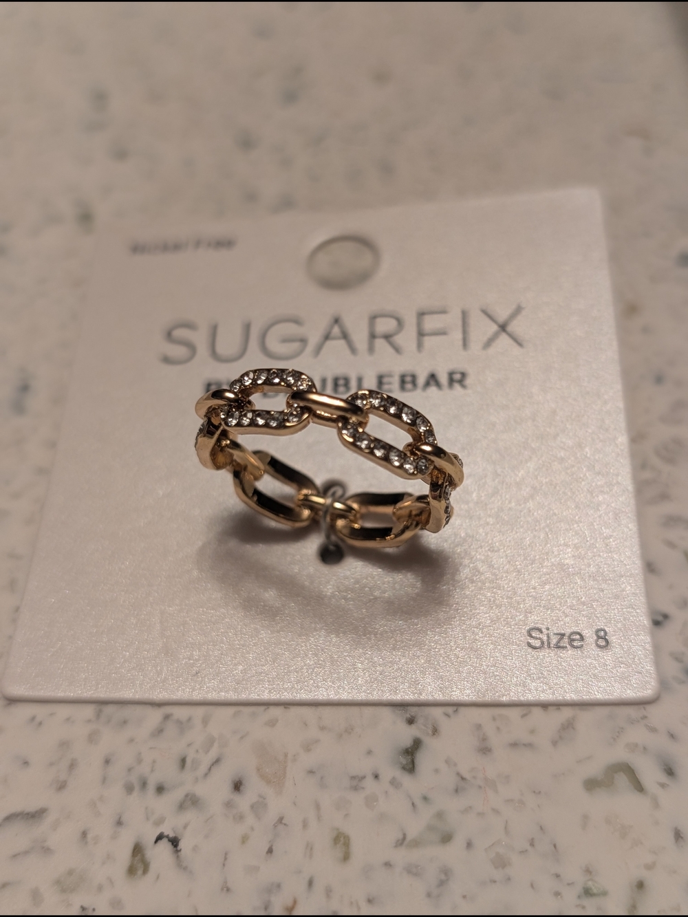 Sugarfix By BaubleBar Gold Chain-Link Ring with Crystal Accents Size 8